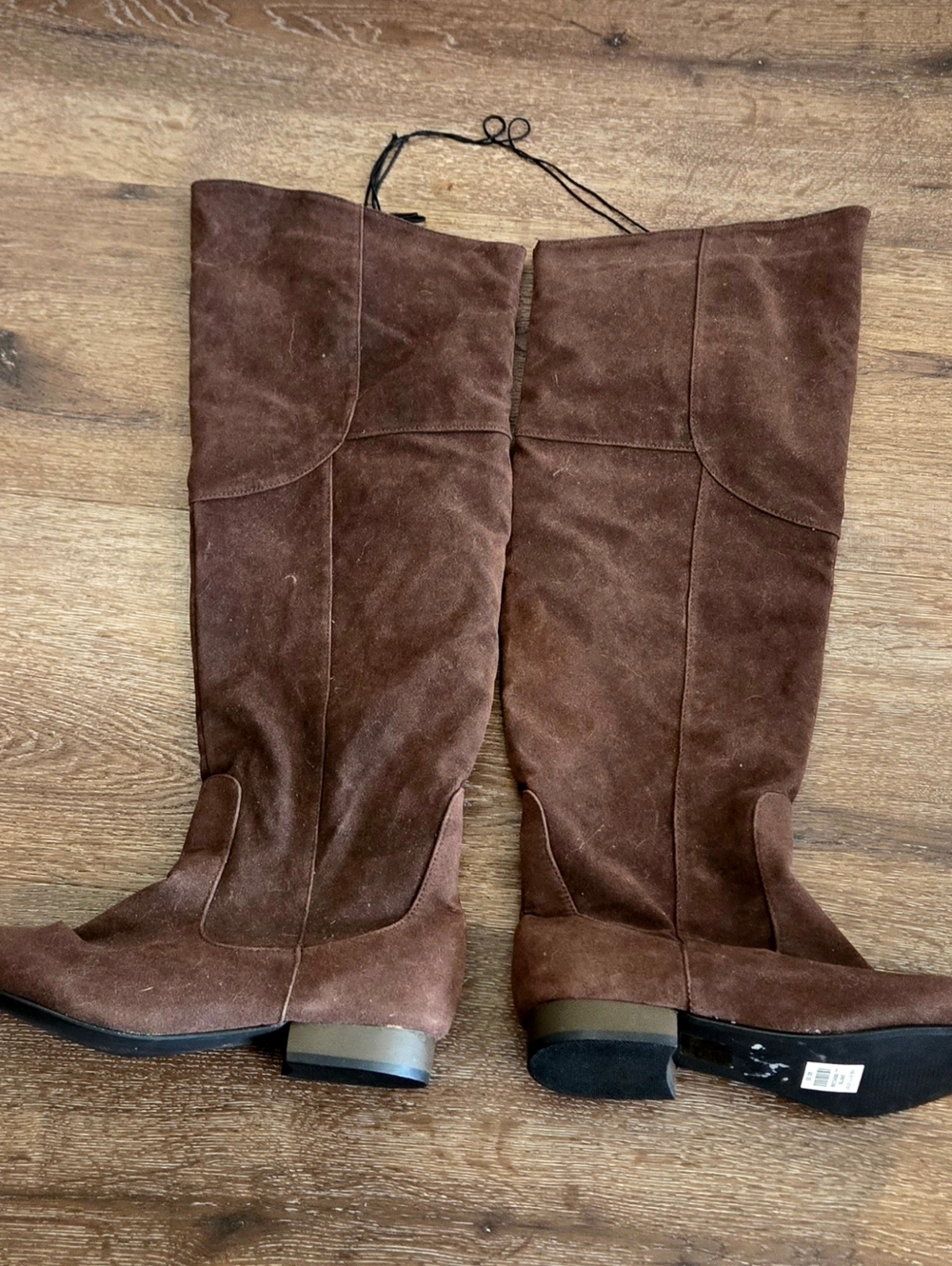 New Over-The-Knee Brown Suede Flat Boots - Size 7